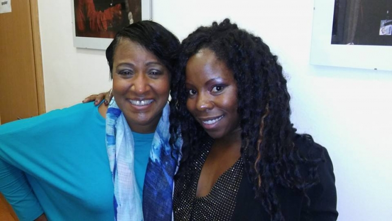 Hanging with Tia Fuller after the concert. She totally smoked!