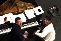 Getting ready with pianist, Paul Johnston for the hit @ Eastern Illinois University